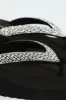 Diamante Puff Strap Thong Sandal - Black sold by Edgars
