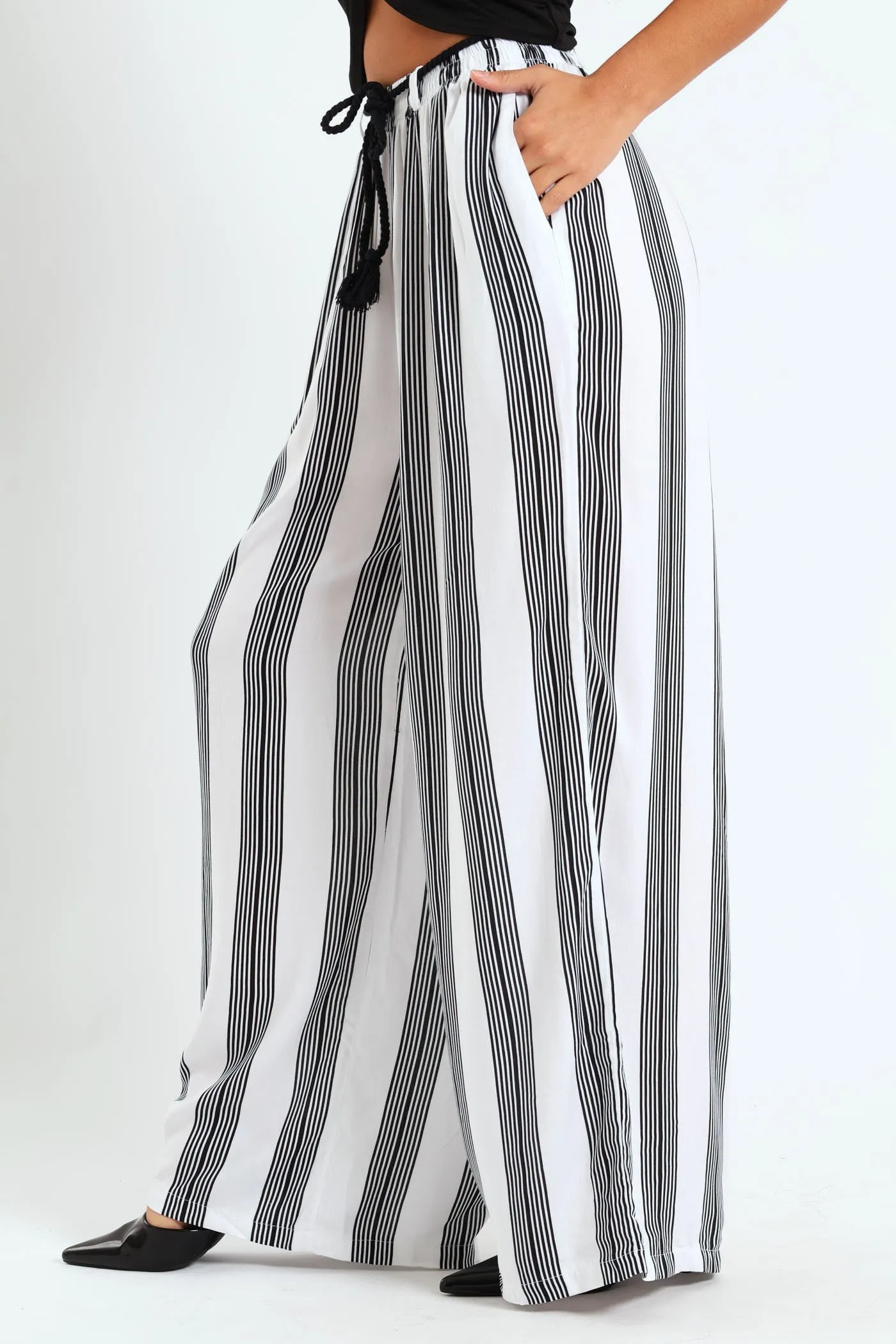 Braided Belt Striped Pants - Cream/Black sold by Edgars product image thumbnail 3