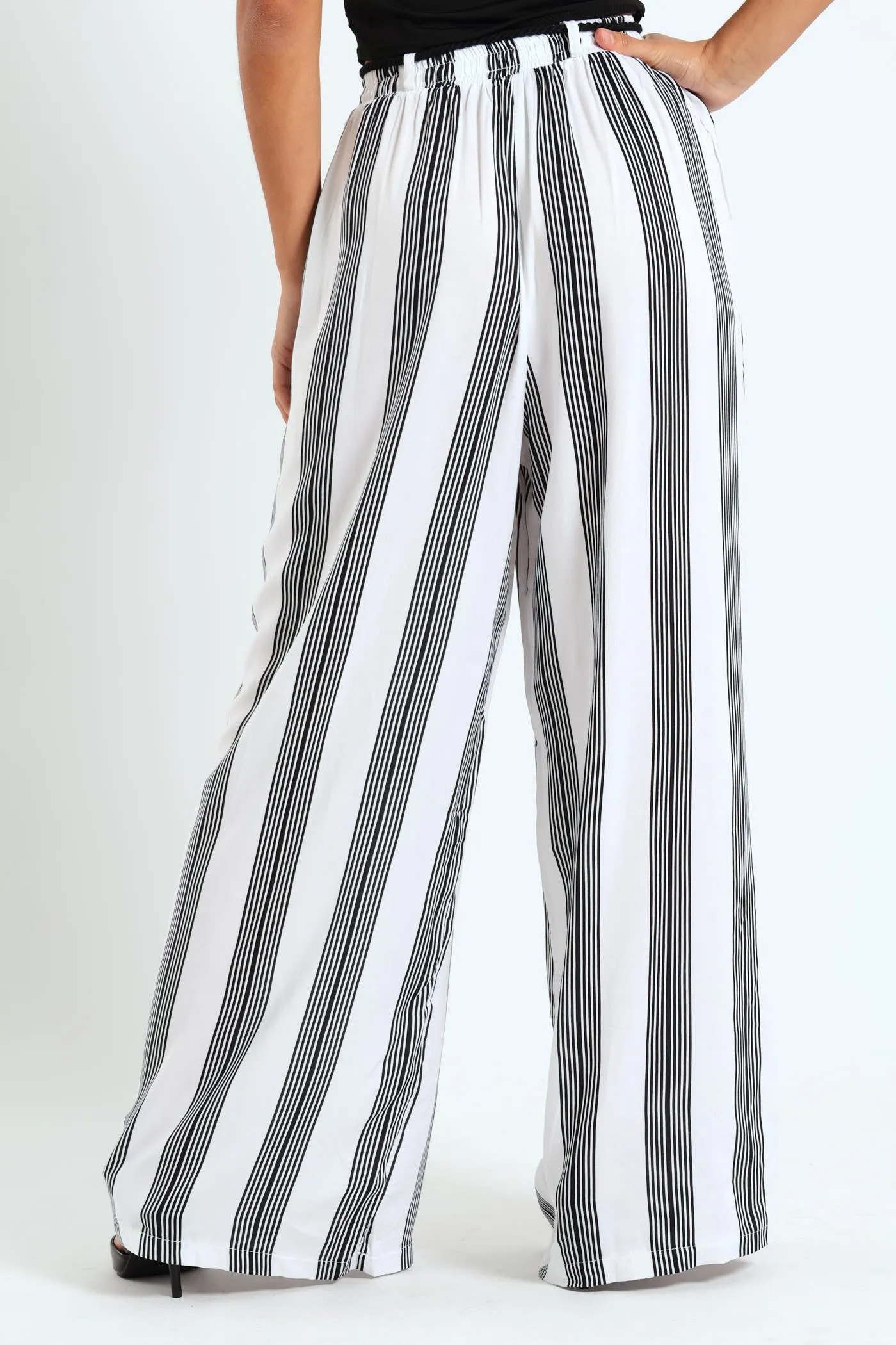 Braided Belt Striped Pants - Cream/Black sold by Edgars product image thumbnail 2