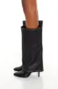 Studded Knee-High Overlay Boots - Black sold by Edgars