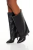 Studded Knee-High Overlay Boots - Black sold by Edgars