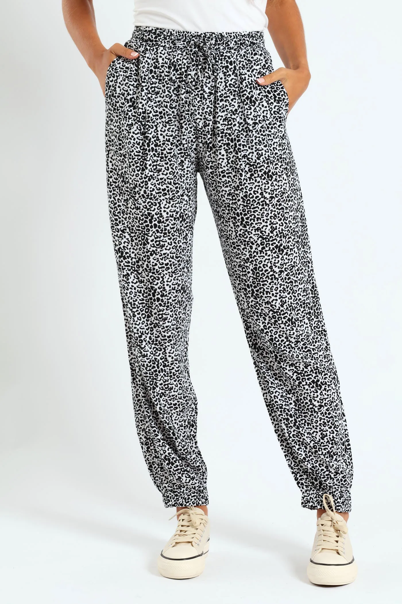 Pull-On Elasticated Cuff Jogger - White/Black sold by Edgars