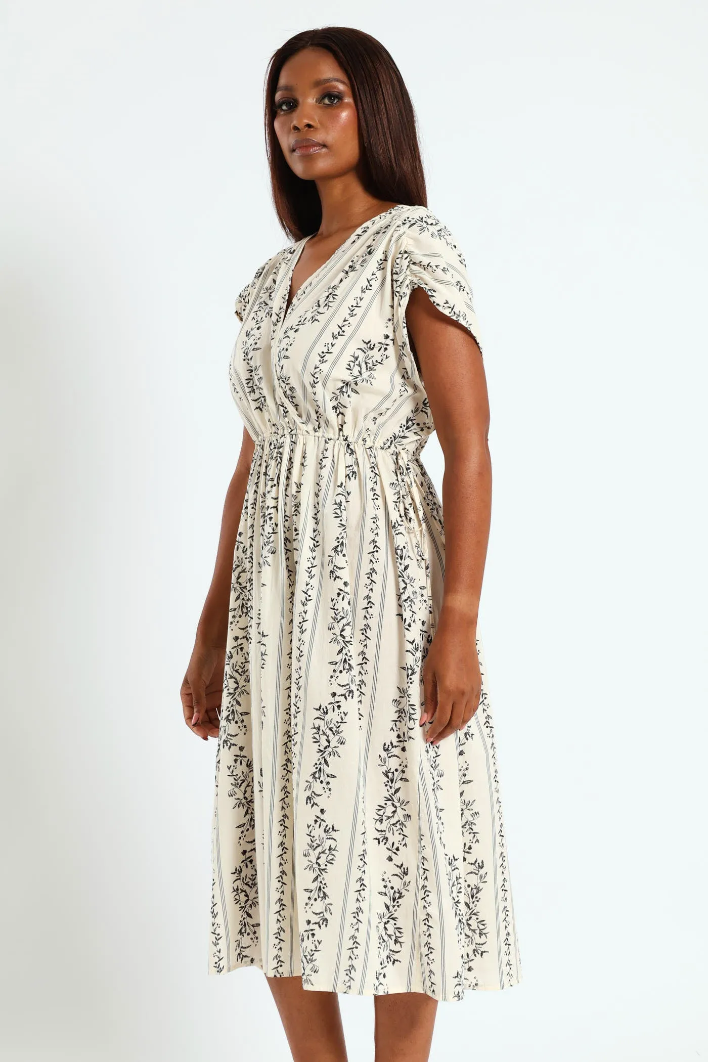 Voile Maxi Kaftan Dress With Ties - Black/Cream sold by Edgars product image thumbnail 2