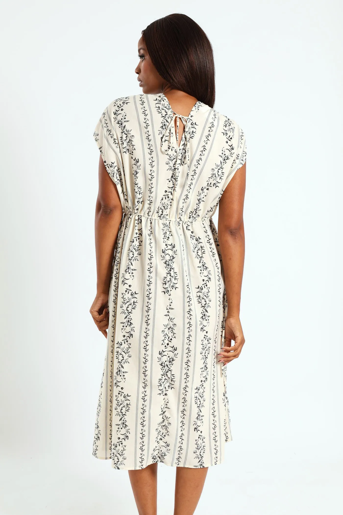Voile Maxi Kaftan Dress With Ties - Black/Cream sold by Edgars product image thumbnail 3