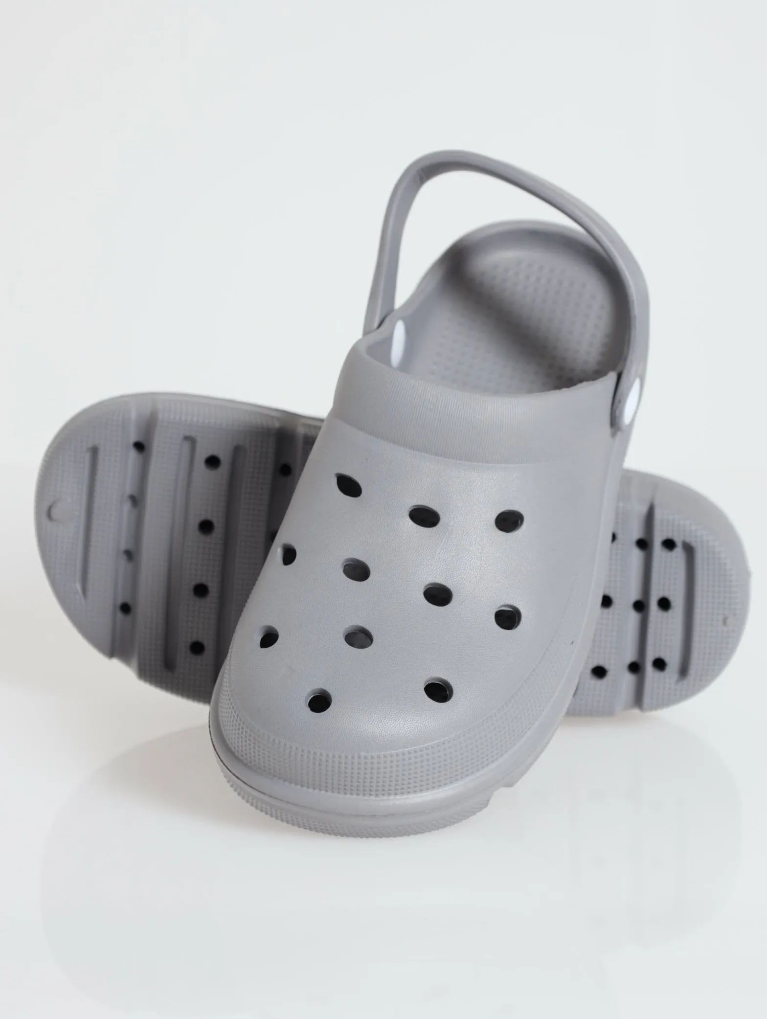 Chunky Moulded Clog - Grey (Vicky Check) sold by Edgars