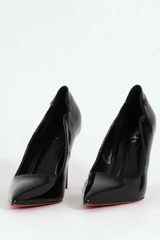 Lola 1 Scalloped Patent Stiletto - Black sold by Edgars