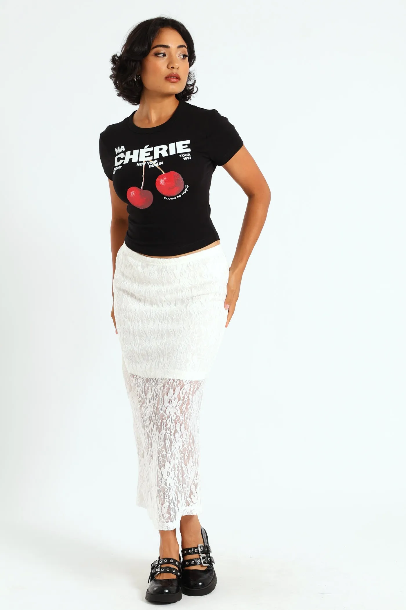 Lace Midi Skirt - White sold by Edgars