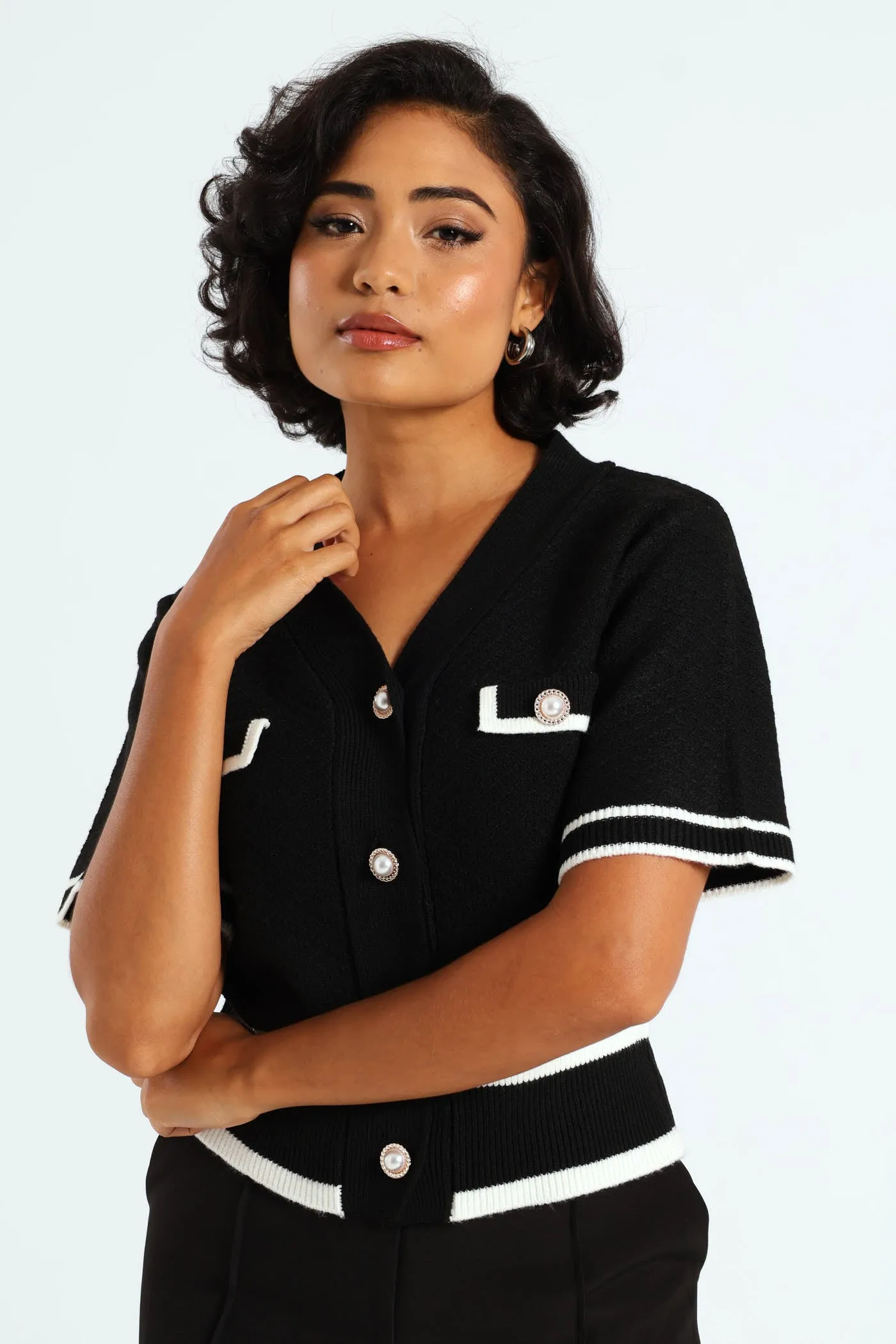 Preppy Contrast Cardigan - Black sold by Edgars product image thumbnail 2