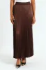 Elasticated Satin Pleated Maxi Skirt - Chocolate sold by Edgars