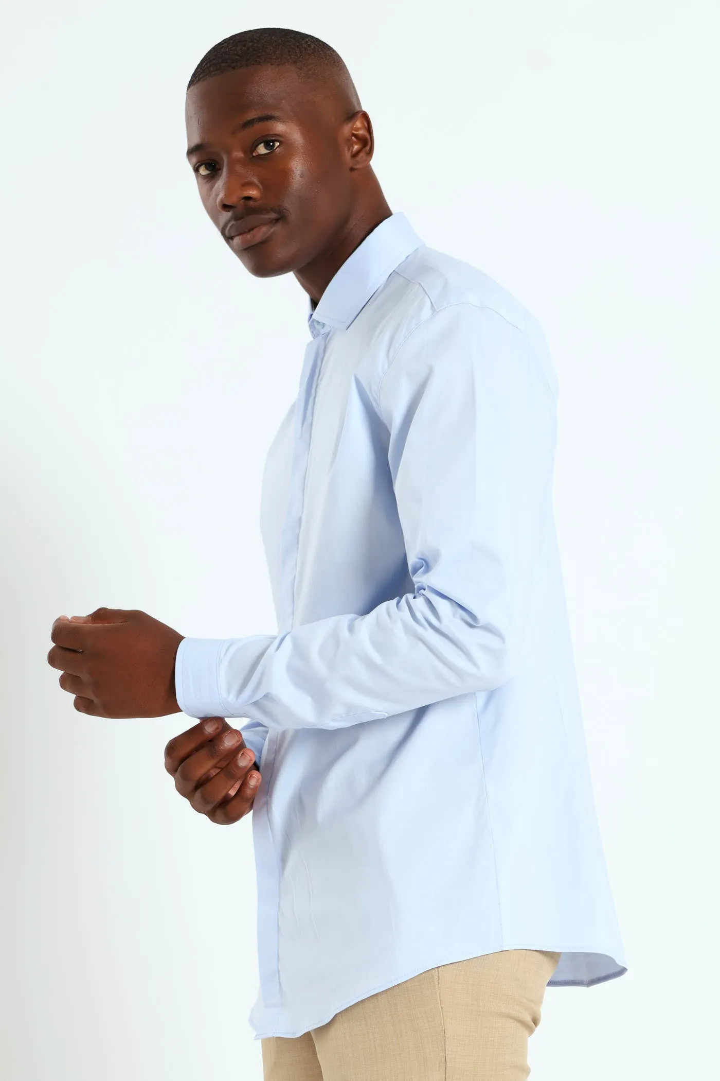 Stretch Concealed Placket Shirt - Light Blue sold by Edgars product image thumbnail 4