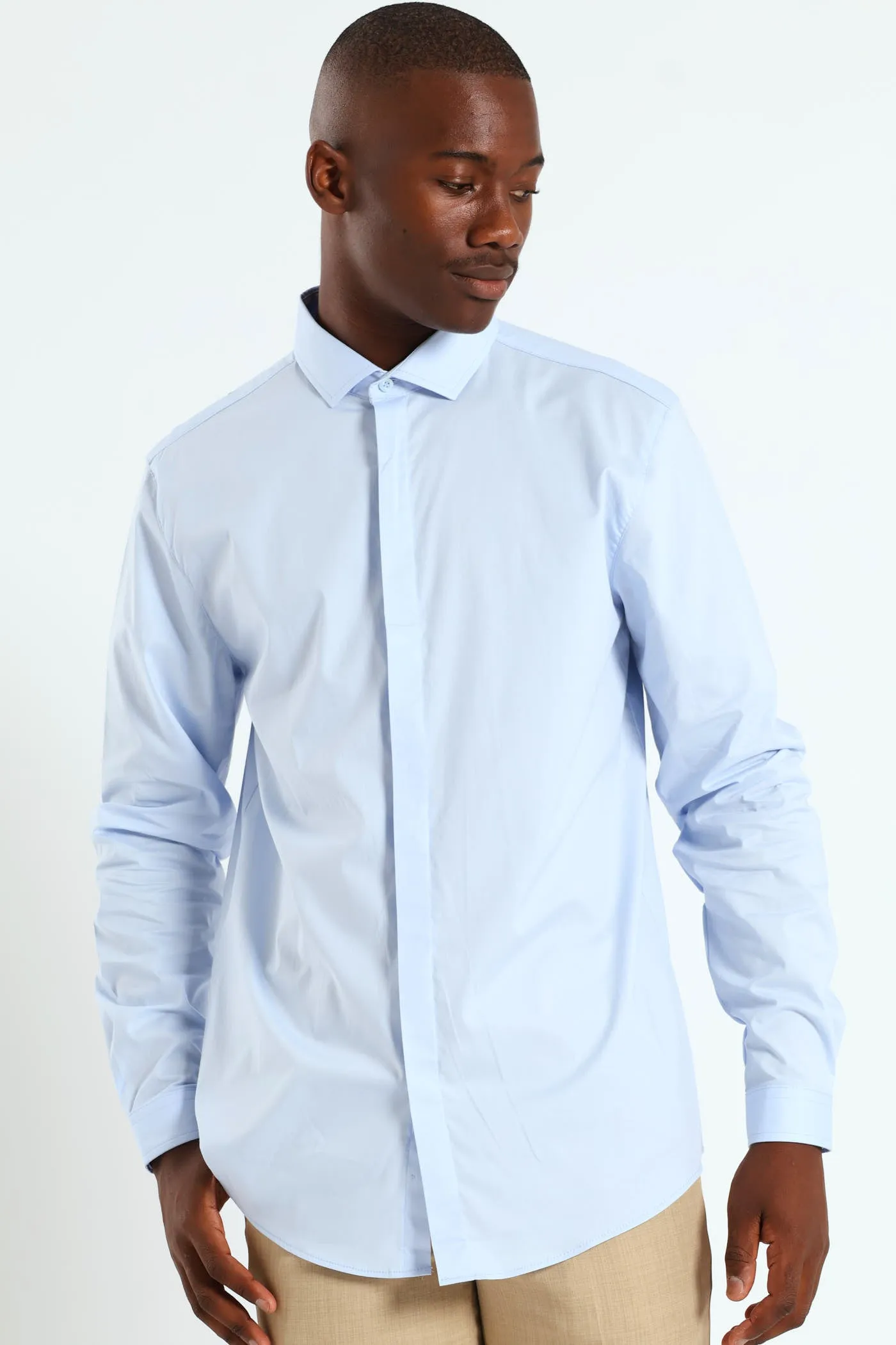 Stretch Concealed Placket Shirt - Light Blue sold by Edgars product image thumbnail 3