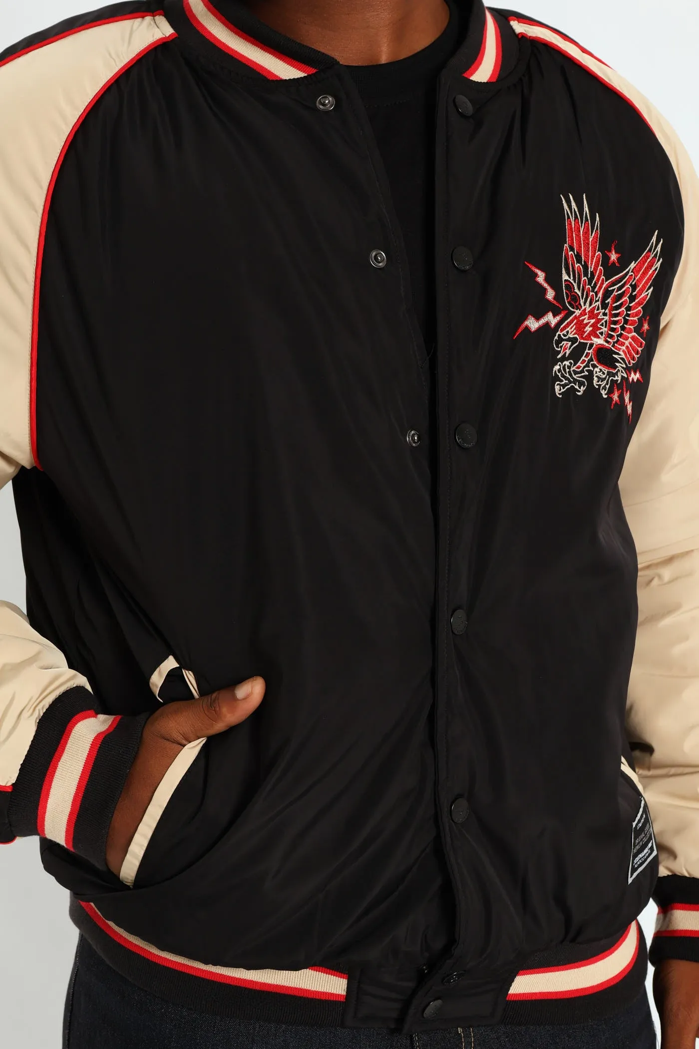 Satin Eagle Embroidered Jacket - Black sold by Edgars product image thumbnail 5