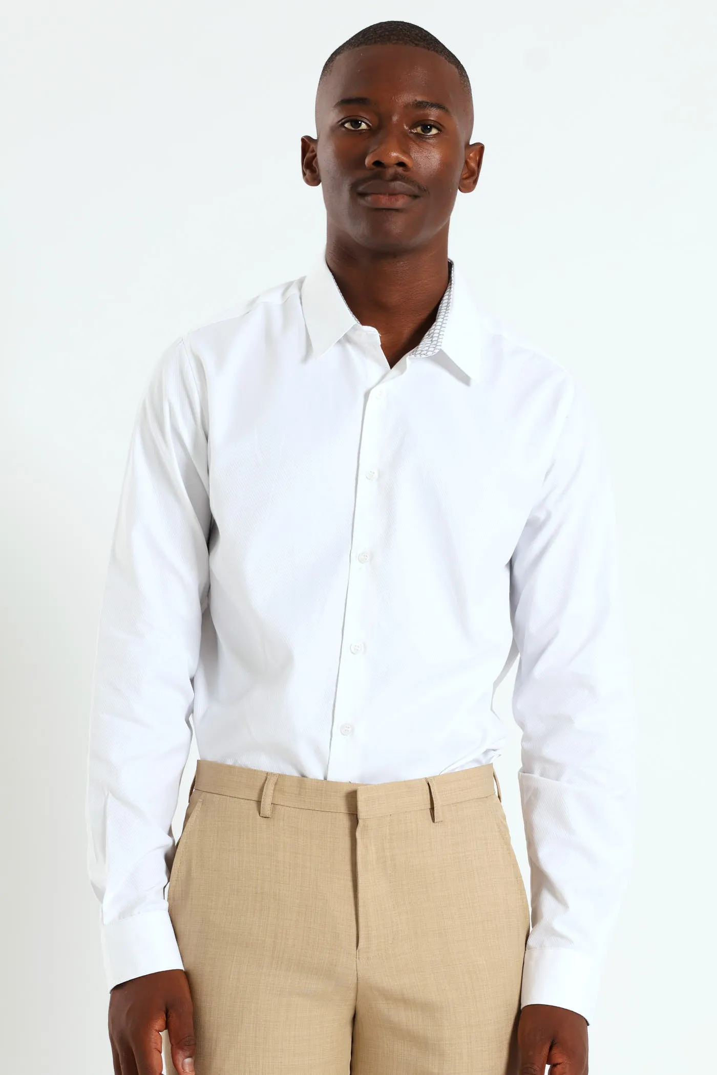 Contrast Collar Cuff Shirt - White sold by Edgars