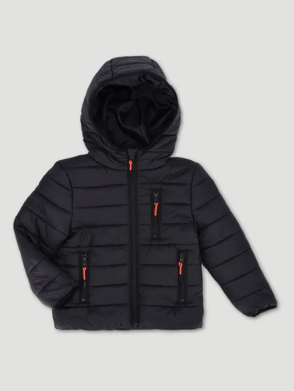 Pre-Boys Core Hood Puffer Jacket - Black sold by Edgars 