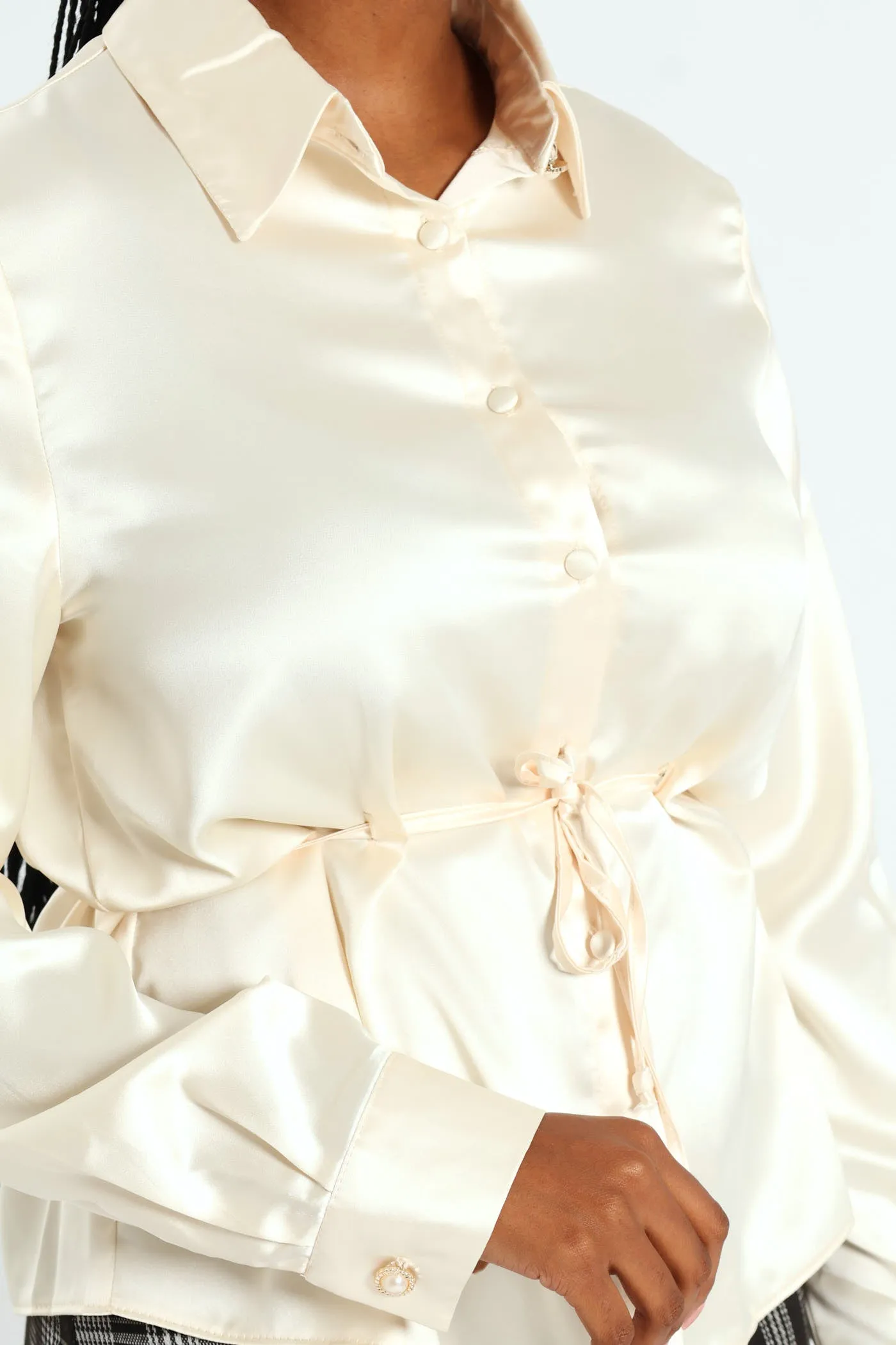 Belted Satin Shirt - Cream sold by Edgars product image thumbnail 5