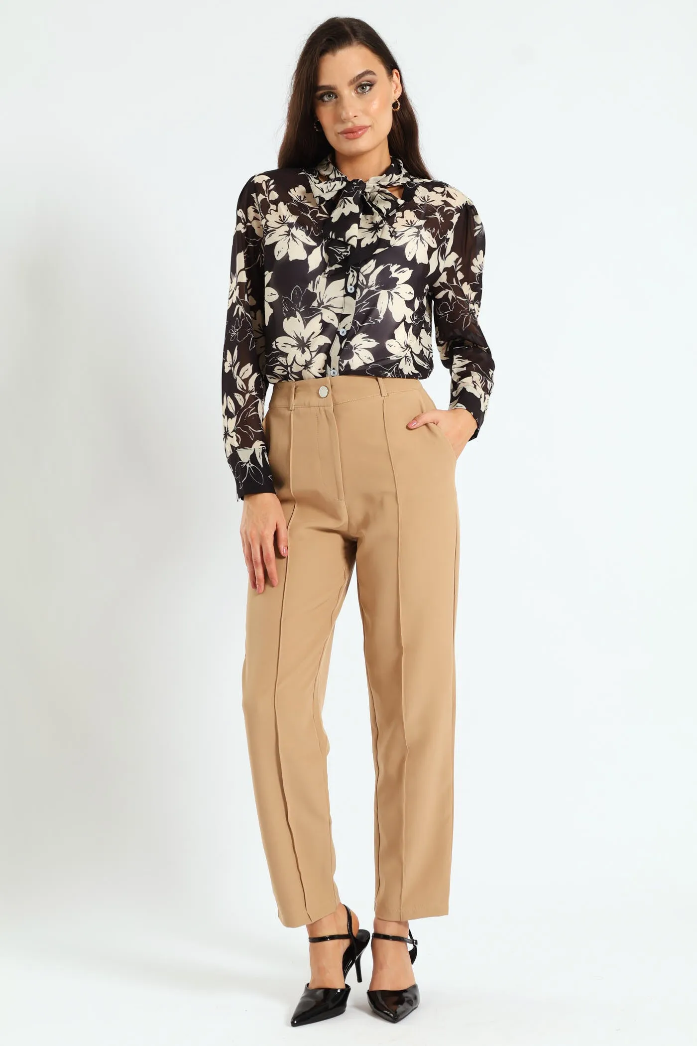 Pin Tuck Slim Leg Pant - Latte sold by Edgars product image thumbnail 2