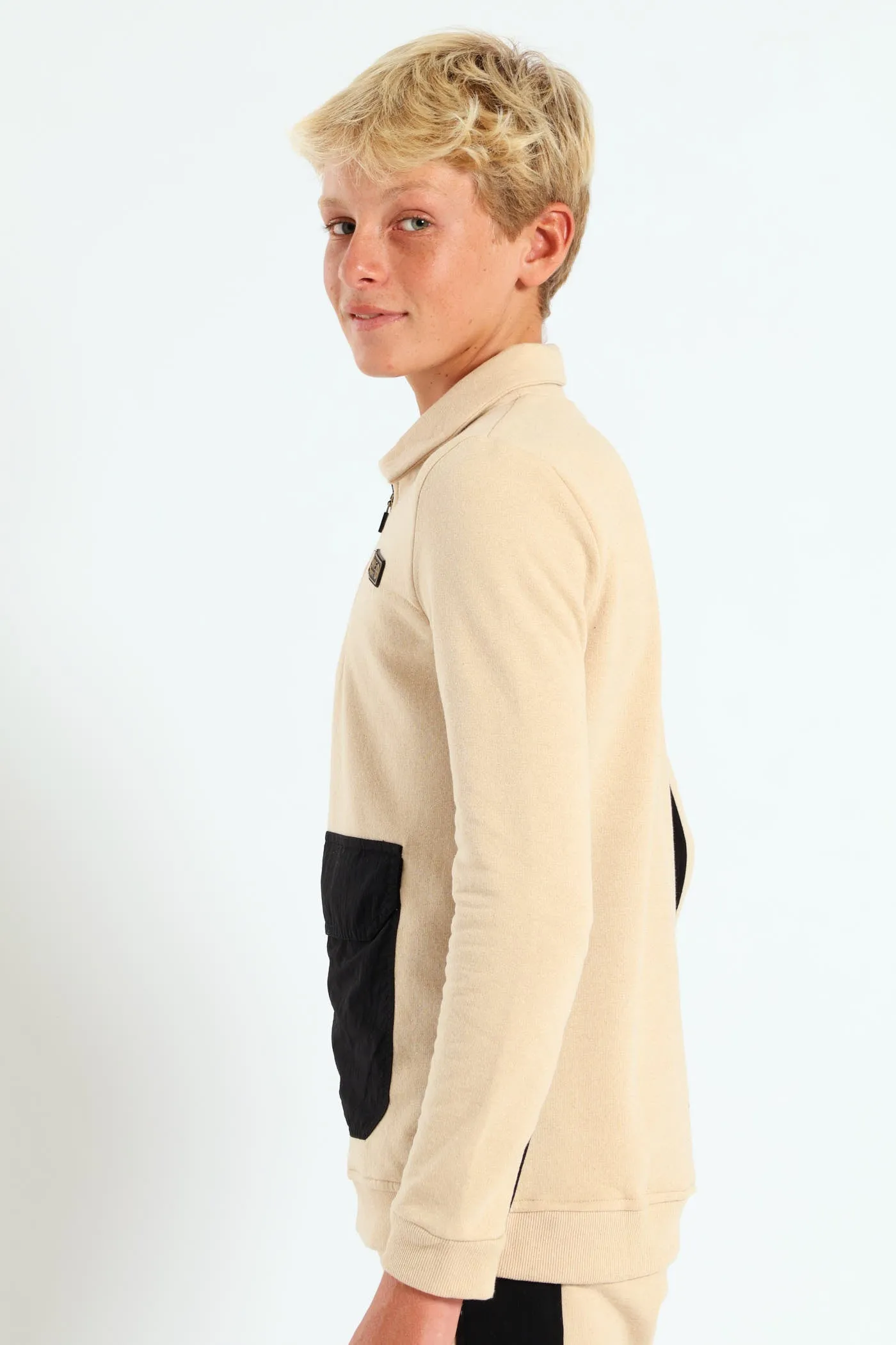 Boys 3/4 Zip Nylon Pocket Fleece Top sold by Edgars product image thumbnail 3