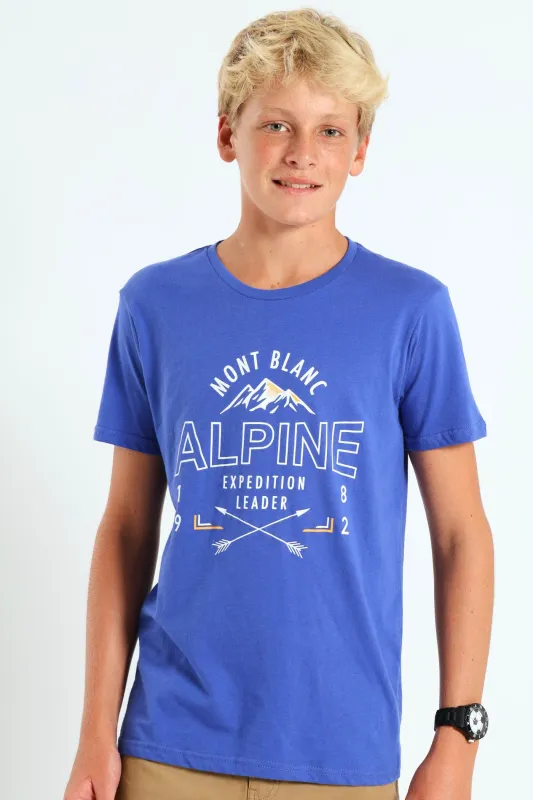 Boys Alpine Print Tee - Blue sold by Edgars