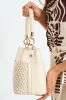 Woven Top Handle Bucket Bag - Beige sold by Edgars 