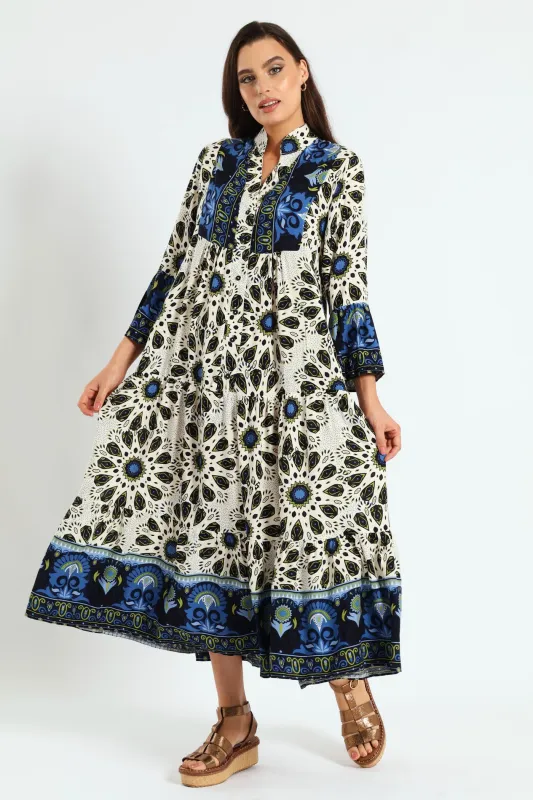 3/4 Sleeve Border Tent Dress - Multi sold by Edgars 