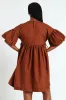 Volume Sleeve Poplin Mini Dress - Rust sold by Edgars 