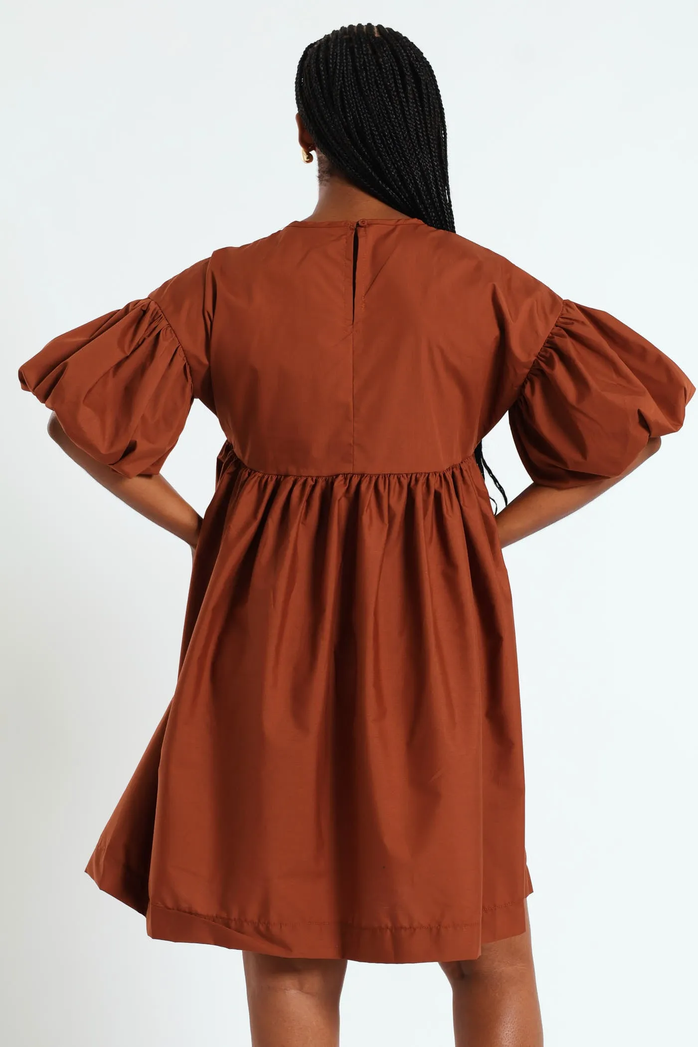 Volume Sleeve Poplin Mini Dress - Rust sold by Edgars product image thumbnail 4