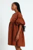 Volume Sleeve Poplin Mini Dress - Rust sold by Edgars 