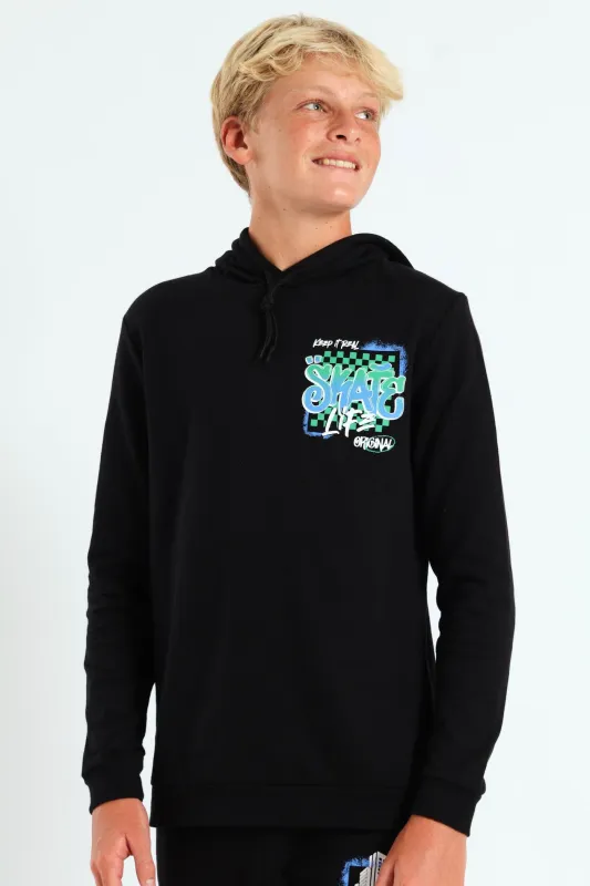 Boys Graffiti Skate Hoody - Black made by Edgars