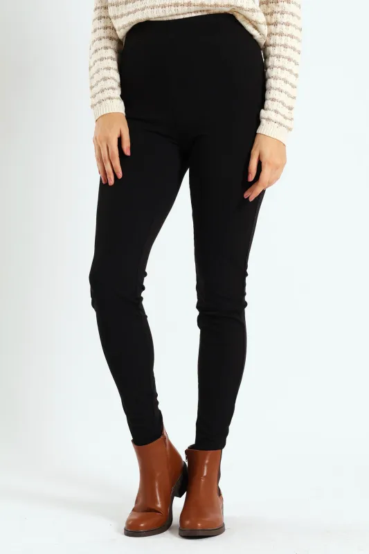 Wide Waistband Rib Legging - Black sold by Edgars