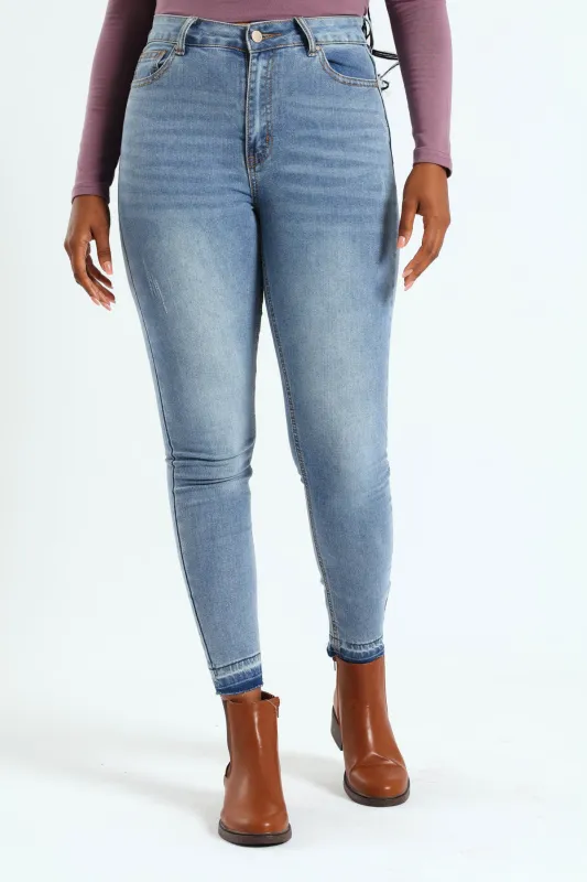 Let Down Hem Push-Up Skinny Jean - Stonewash sold by Edgars