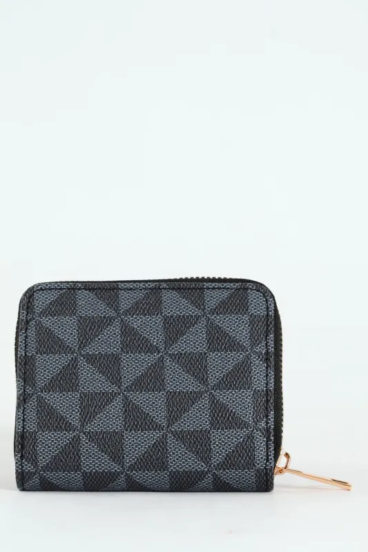 Geo Print Small Zip Around Purse - Black sold by Edgars 