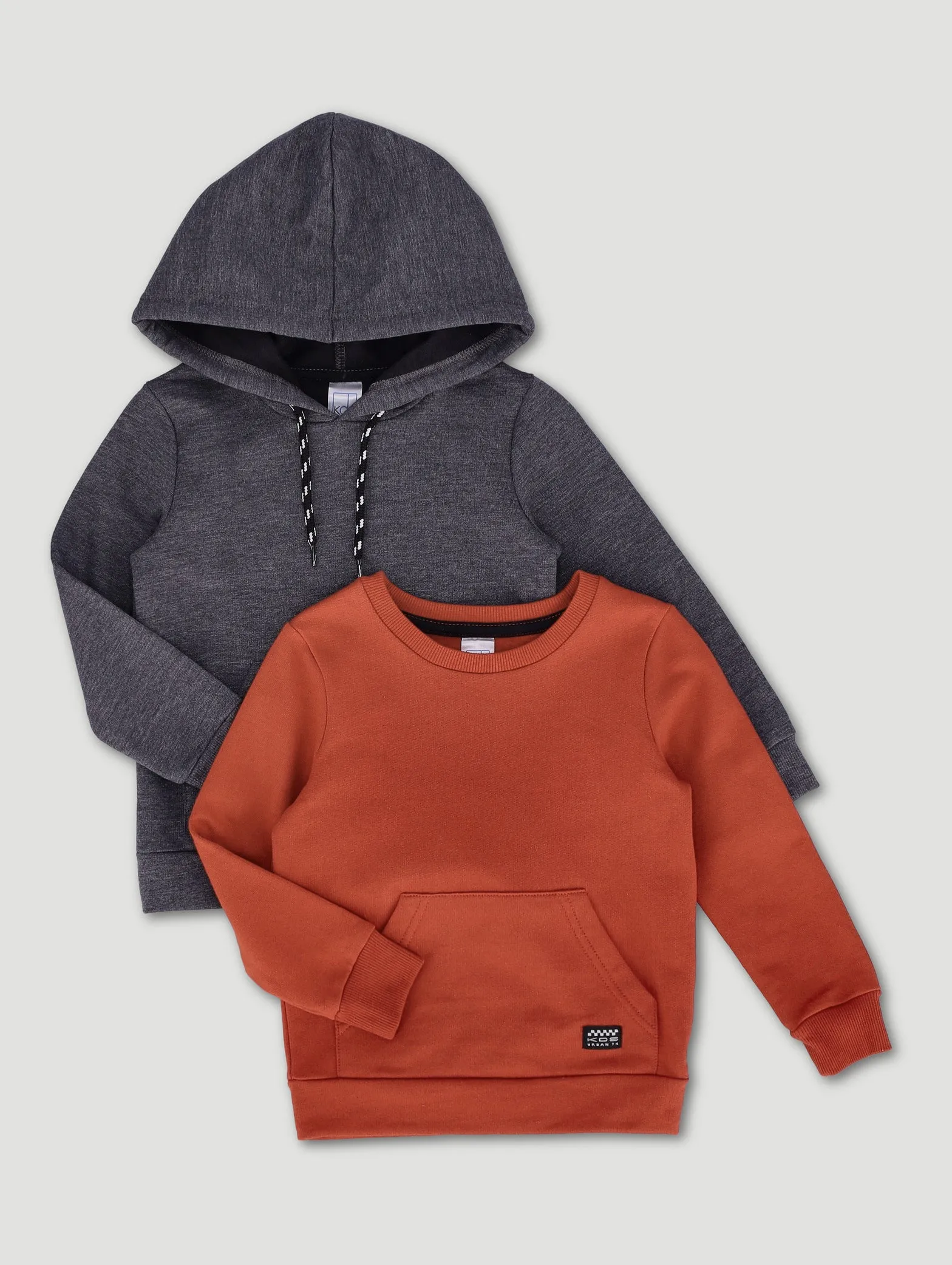 Pre-Boys 2 Pack Fleece Tops - Red Ochre/Charcoal sold by Edgars