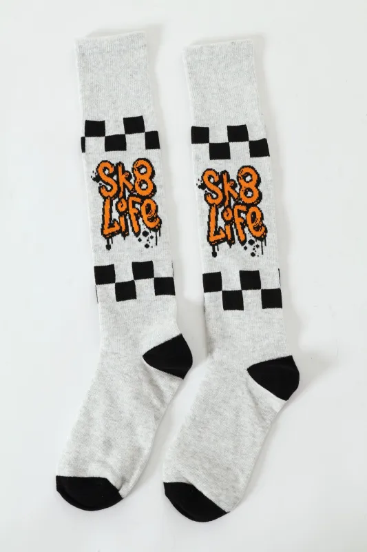 Boys Skatelife Kneehigh Socks - Grey sold by Edgars