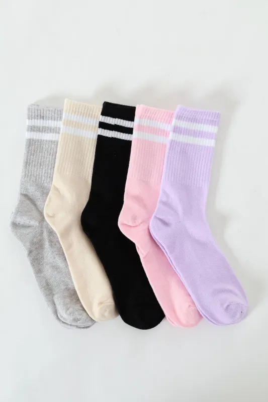 Girls 5 Pack Striped Anklet Socks - Multi sold by Edgars