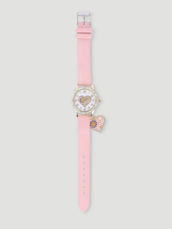 Pre-Girls Charm Analogue Watch - Pink sold by Edgars 