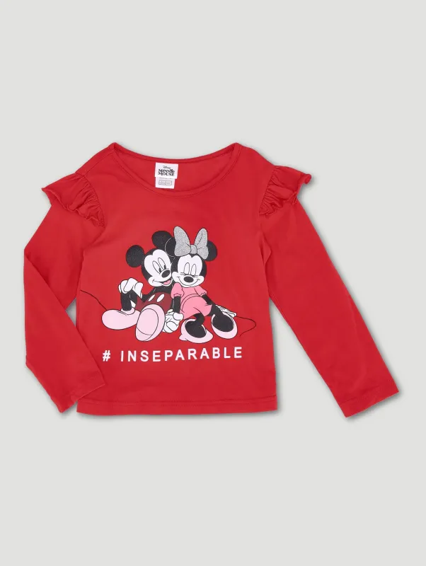Pre-Girls Minnie Valentines Print Tee - Red sold by Edgars