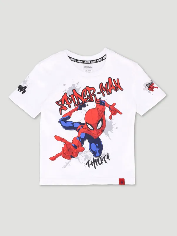 Pre-Boys Spiderman Graffiti Fleece Top - White sold by Edgars