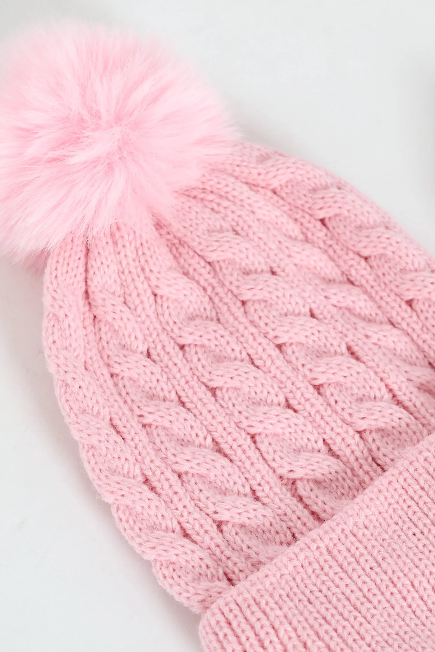 Pre-Girls Pink Cable Knit Beanie With Gloves - Pink sold by Edgars product image thumbnail 2