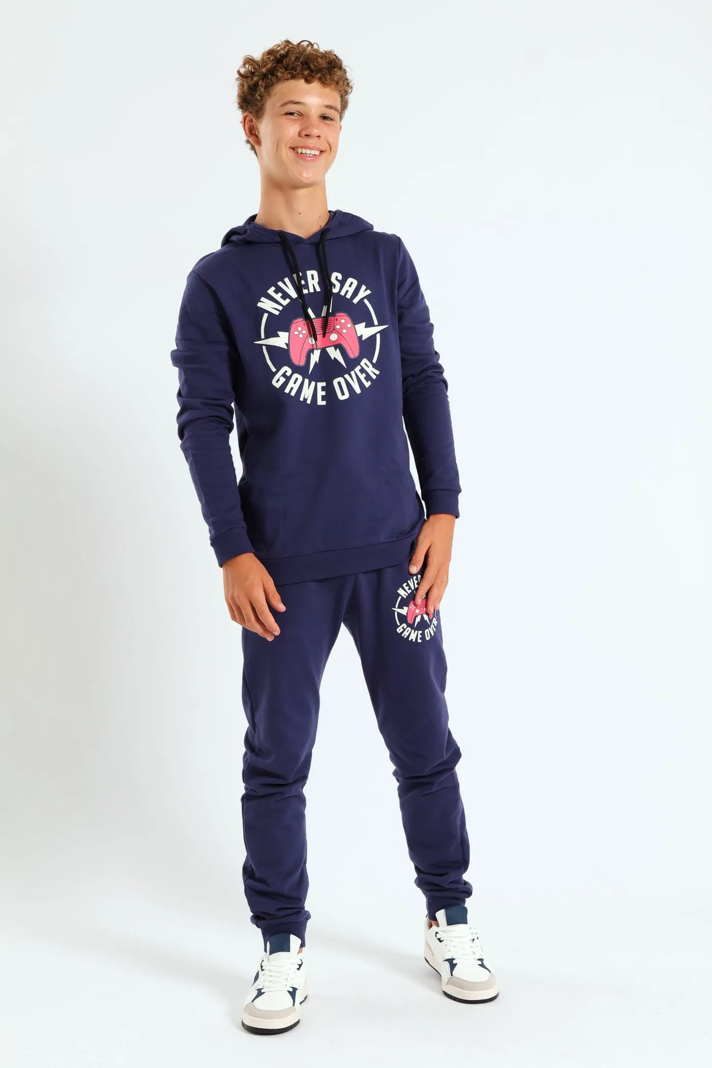 Boys Gamer Print Fleece Hoody - Navy sold by Edgars product image thumbnail 5