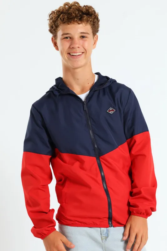 Boys Printed Hood Windbreaker - Navy/Red sold by Edgars 