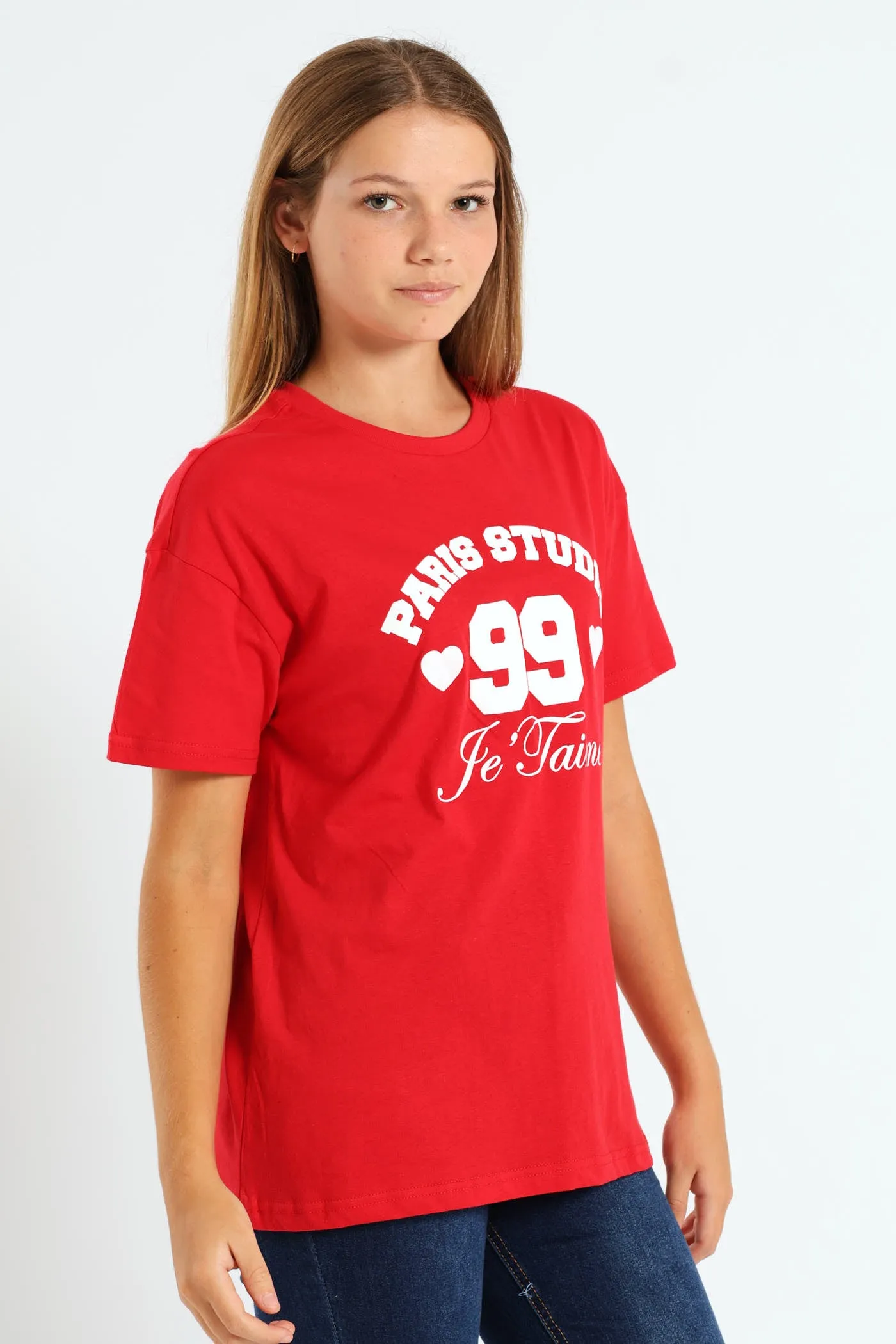 Girls Je T'Aime Oversized Tee - Red sold by Edgars product image thumbnail 2