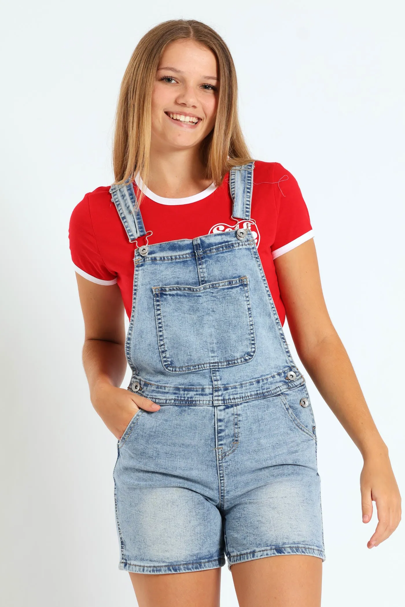 Girls Denim Dungaree - Light Blue sold by Edgars