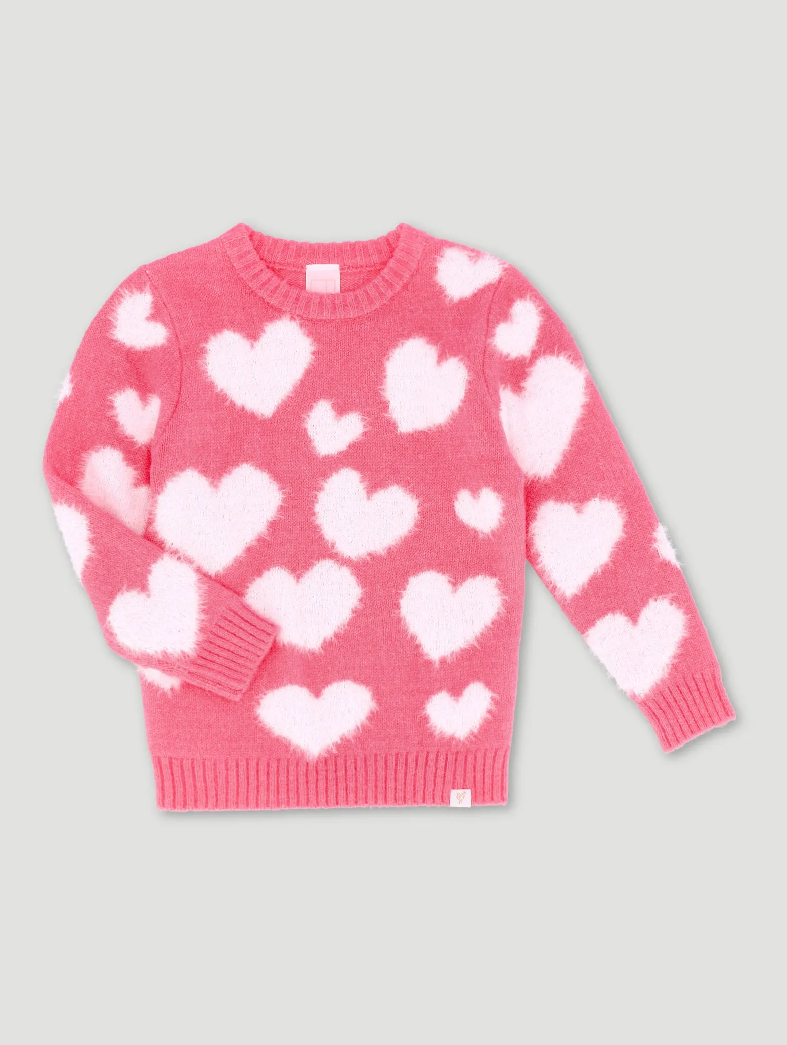 Pre-Girls Heart Print Pullover - Mid Pink sold by Edgars