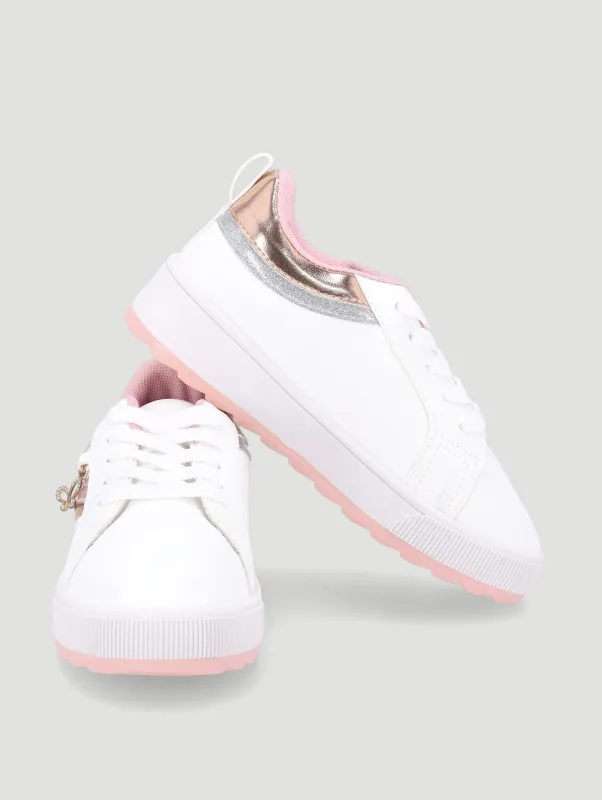 GIRLS ROSE GOLD SNEAKER - WHITE sold by Edgars