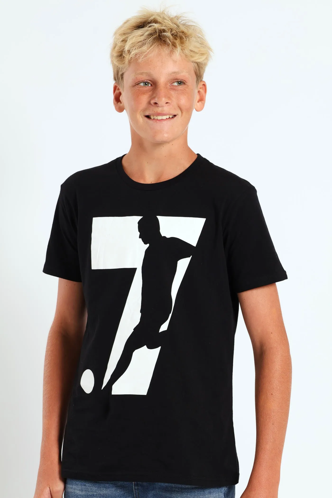 Boys Ronaldo 7 Tee - Black sold by Edgars