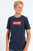 Boys Core Bat Logo Print Tee - Navy sold by Edgars