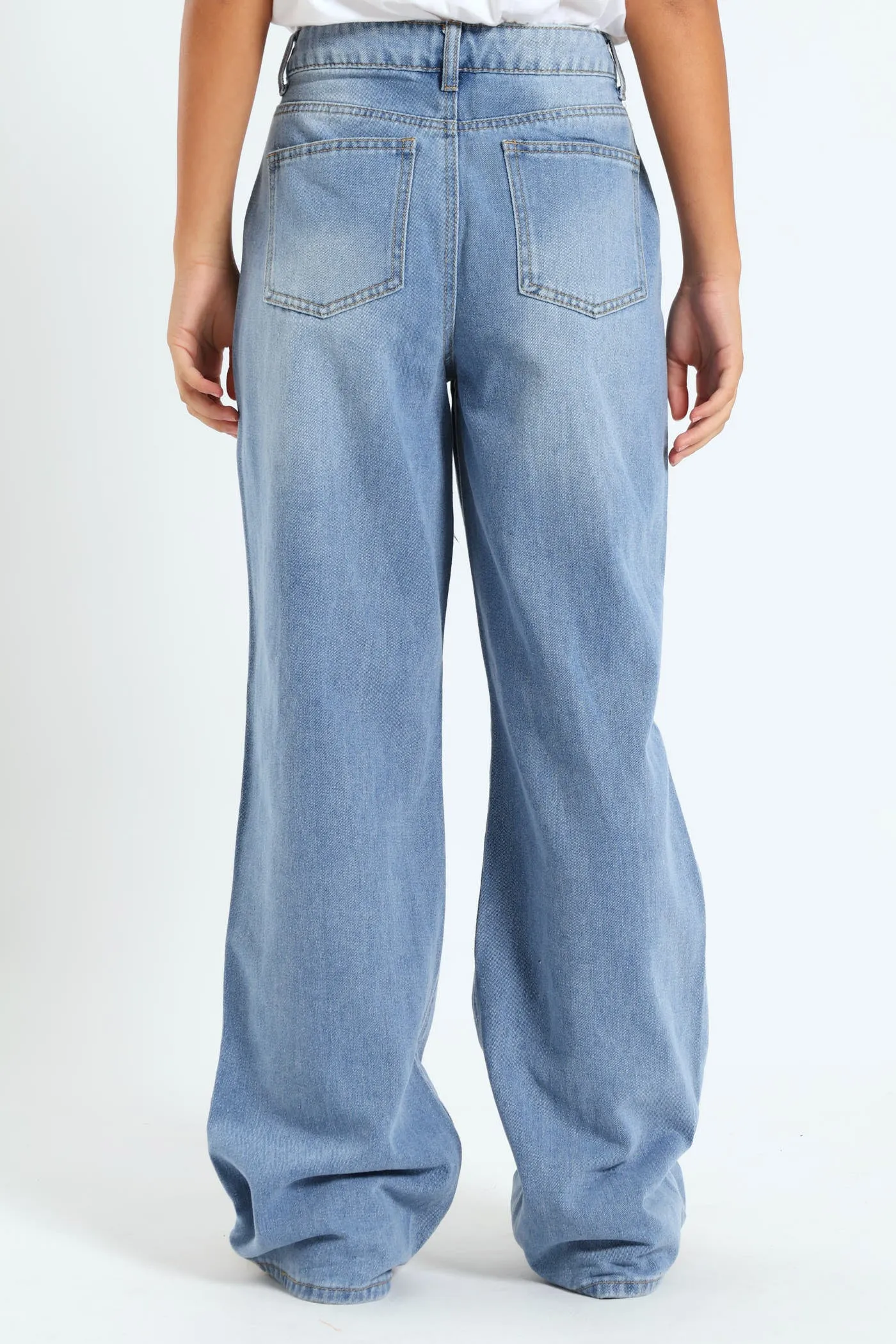 Girls Abrased Wide Leg Rigid Denim - Light Blue sold by Edgars product image thumbnail 2