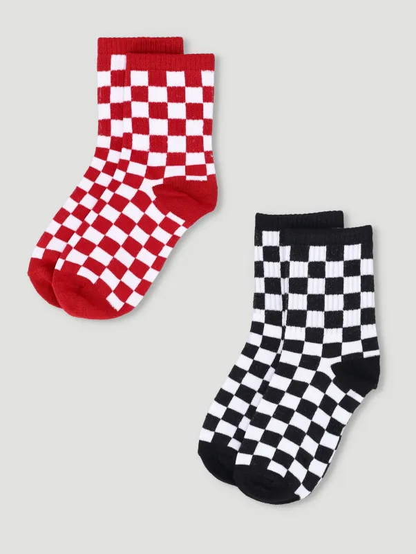 Pre-Boys 2 Pack Anklet Socks - Red/Black sold by Edgars