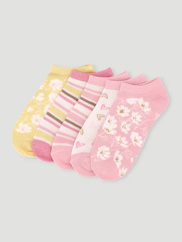 Pre-Girls 5 Pack Hearts Low Cut Socks sold by Edgars 