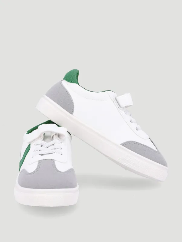 Pre-Boys Combo Sneaker - White/Green sold by Edgars